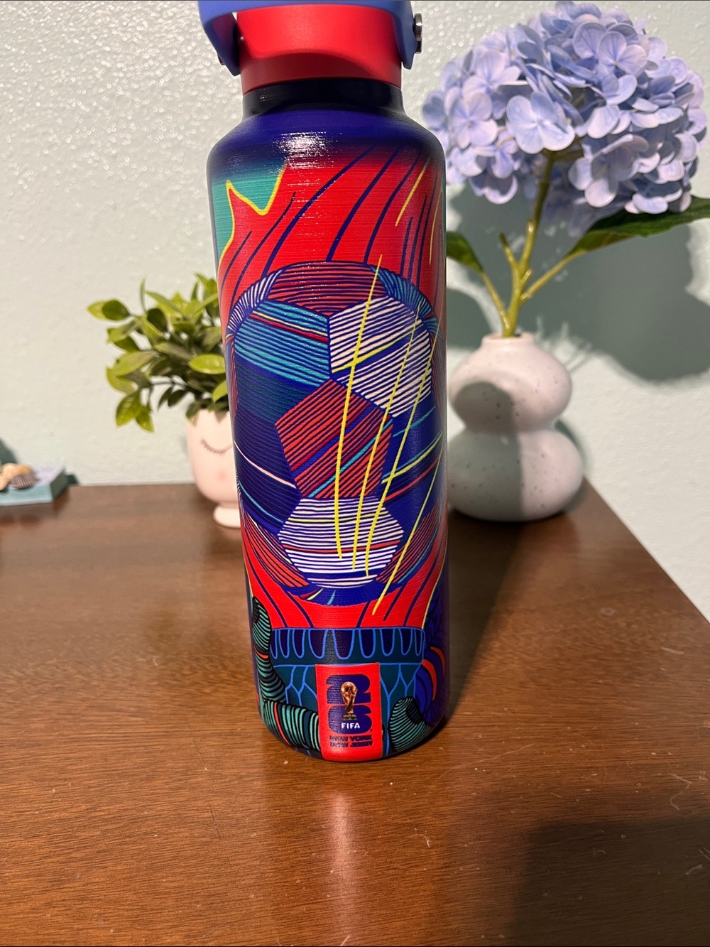 Colorful Red & Blue Insulated Sports Water Bottle